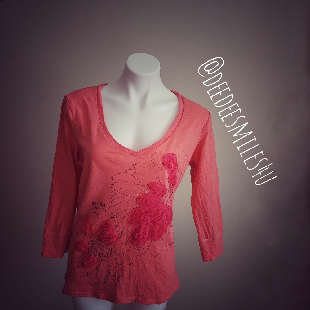 American Eagle Outfitters Orange w/Lace Flowers XL